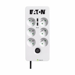bricolage multiprise Eaton Multiprise-Parafoudre -Eaton Protection Box 6 USB FR - PB6UF - 6 prises FR + 2 ports USB - Blanc & No