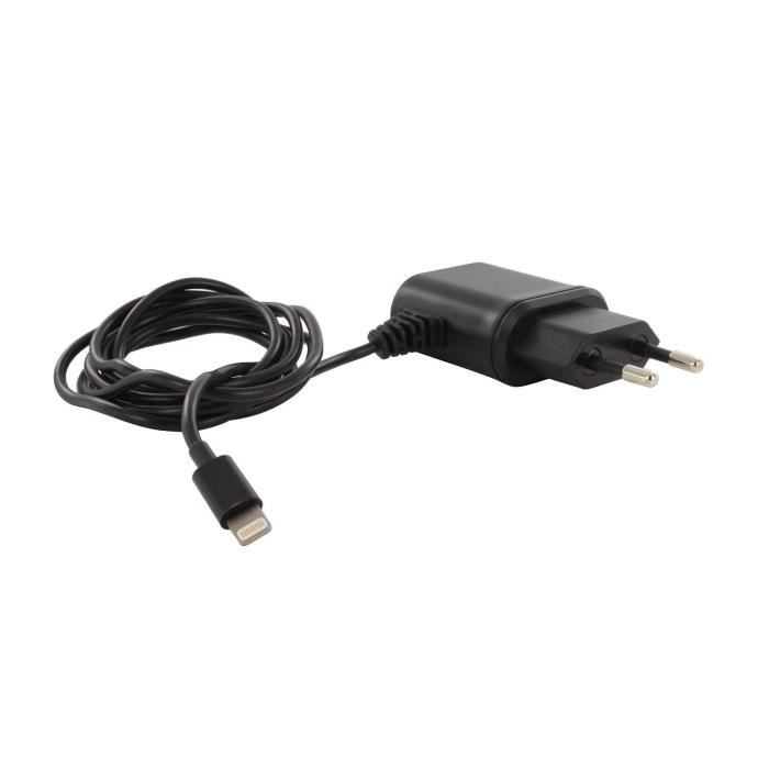 Chargeur pour téléphone mobile GENERIQUE Pack Chargeur pour IPHONE 6/6S  Lightning (Cable Smiley LED + Prise Secteur USB) Connecteur (NOIR)
