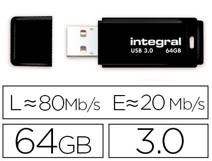 Integral clé USB 2.0, 64 Go, noir