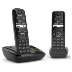 Gigaset AS690A Duo - Téléphone fixe sans fil avec répondeur - 2 combinés - Noir