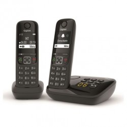 Gigaset AS690A Duo - Téléphone fixe sans fil avec répondeur - 2 combinés - Noir