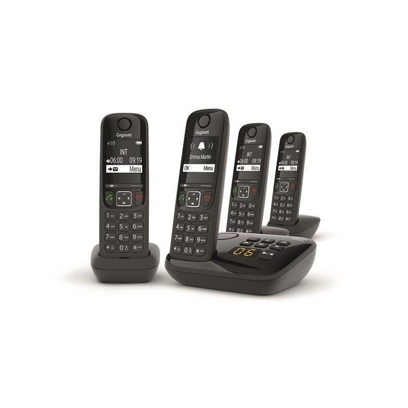 GIGASET Téléphone Fixe AS690 A Quattro Noir