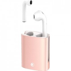 BigBen Connected Metal Buds - Véritables écouteurs sans fil avec micro - embout auriculaire - Bluetooth - boîtier de charge rose