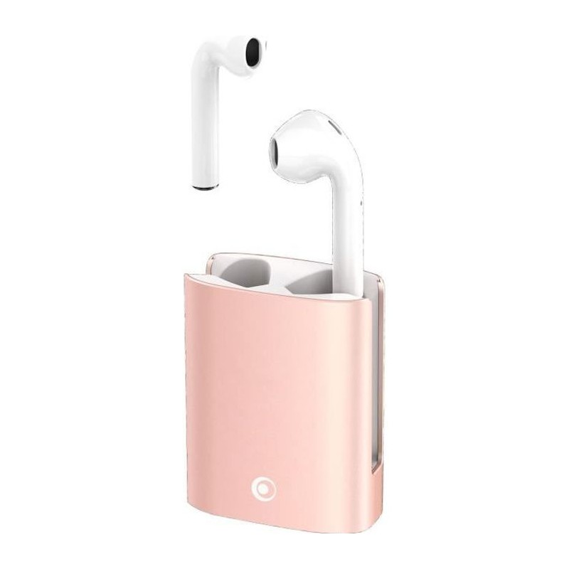 BigBen Connected Metal Buds - Véritables écouteurs sans fil avec micro - embout auriculaire - Bluetooth - boîtier de charge rose