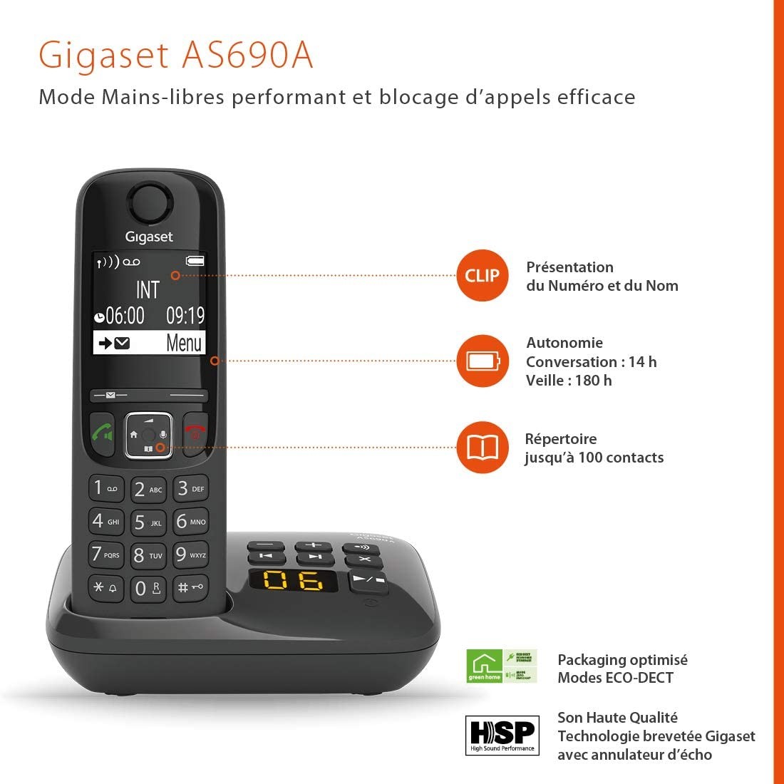 Gigaset AS690 - Qualité audio optimale et blocage d'appels 