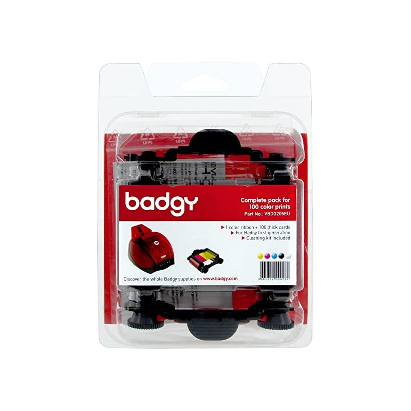 Badgy Full Kit - Couleur - Kit de cassette à ruban d'impression/cartes PVC