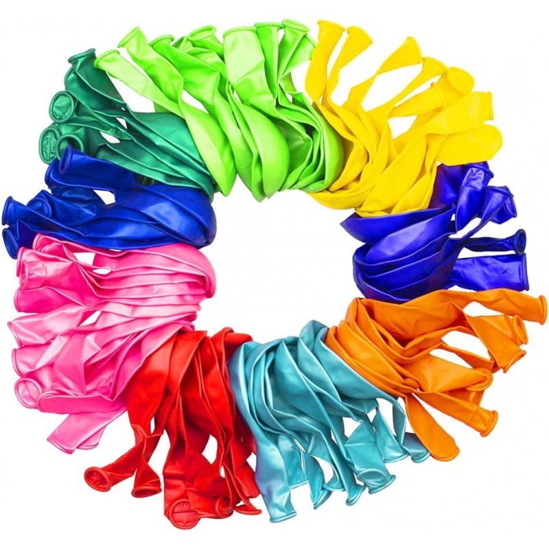 100 Ballons de Fête en Latex Naturel - 30cm - Colorés & Solides - T