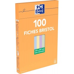 Oxford - Fiches Bristol - A4 - 21 x 29,7 cm - Non perforées - Bleu - Uni -  Pack de 100 Pas Cher