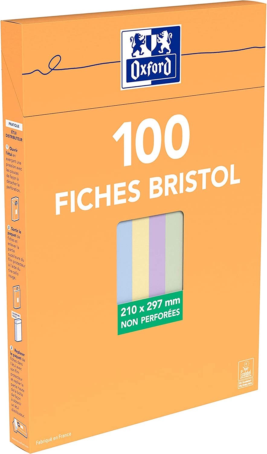 Boîte de 100 fiches bristol non perforées carte forte 205 g uni