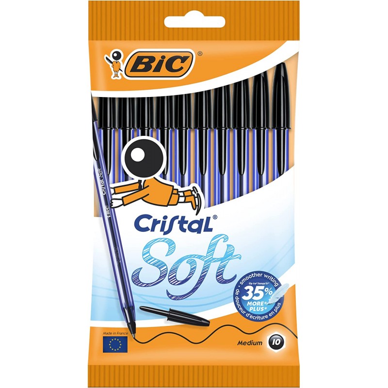  BICVLGB11BL  BIC - Glide Épais Stylo-Bille Rétractable - Point  Gras (1,6 mm) - Encre Bleue