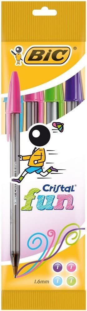 Pot de 20 stylos bille BIC Cristal Original et BIC Cristal Fun pointes  moyenne et large couleurs assorties : Chez Rentreediscount Fournitures  scolaires