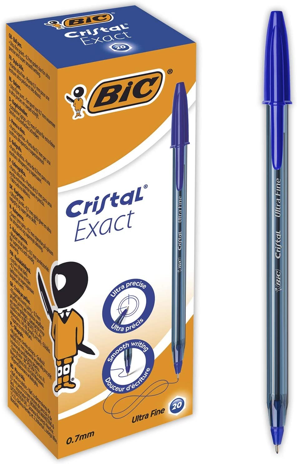 Recharge stylo-bille Bic Cristal bleu - pointe moyenne - Ethikit