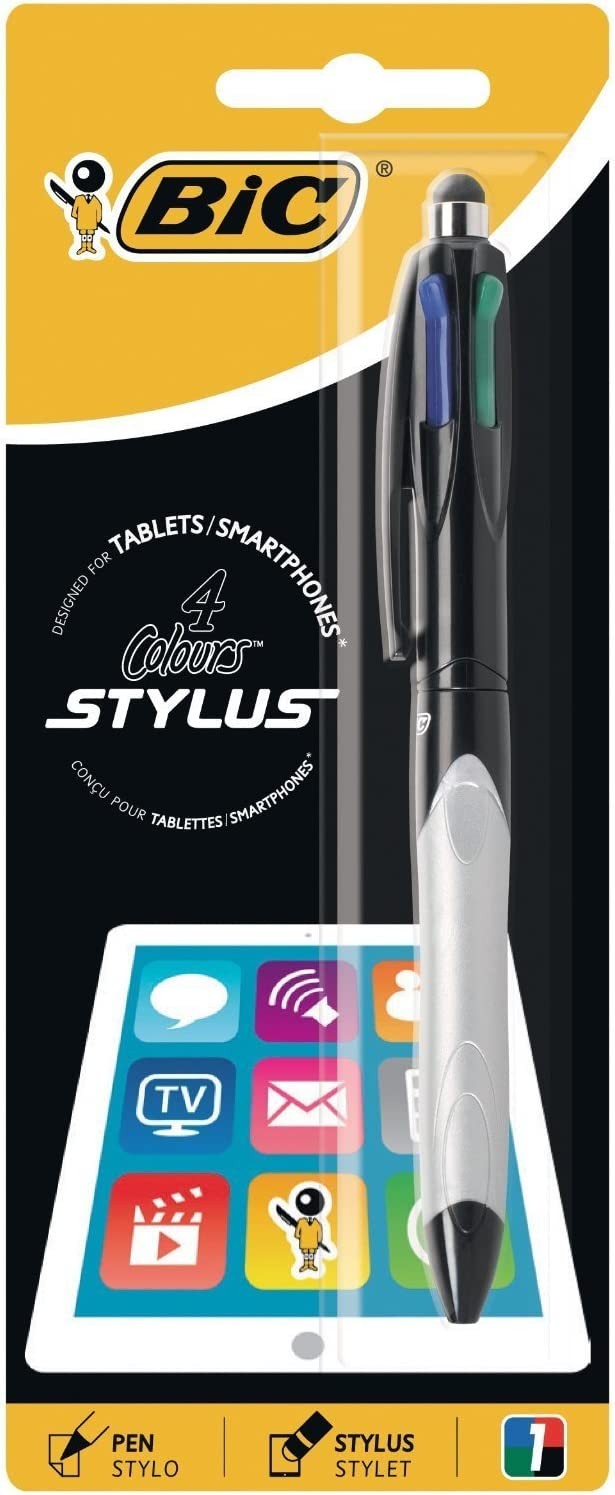 Stylet Ecran Tactile et Stylo à Bille, 2 en 1 - Noir p. Tablette,  Smartphone - Français