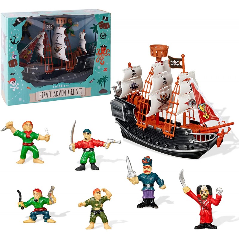 THE TWIDDLERS - Jouet Bateau Pirate avec Figurines Pirate pour Enfants