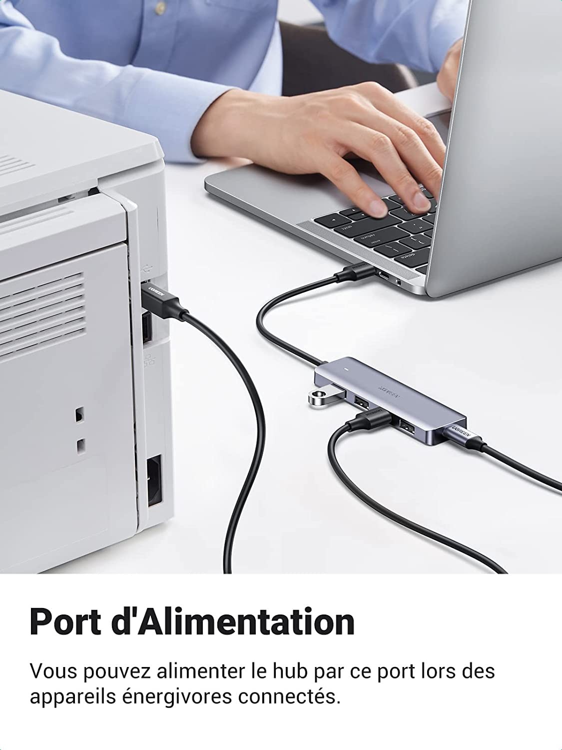 UGREEN Hub USB 3.0 vers 4 Ports USB 5Gbps Câble 1M Solution Extension du  Port USB, Data Hub Multiport avec Port Alimentation Externe 5V 2A -  Adaptateur et convertisseur