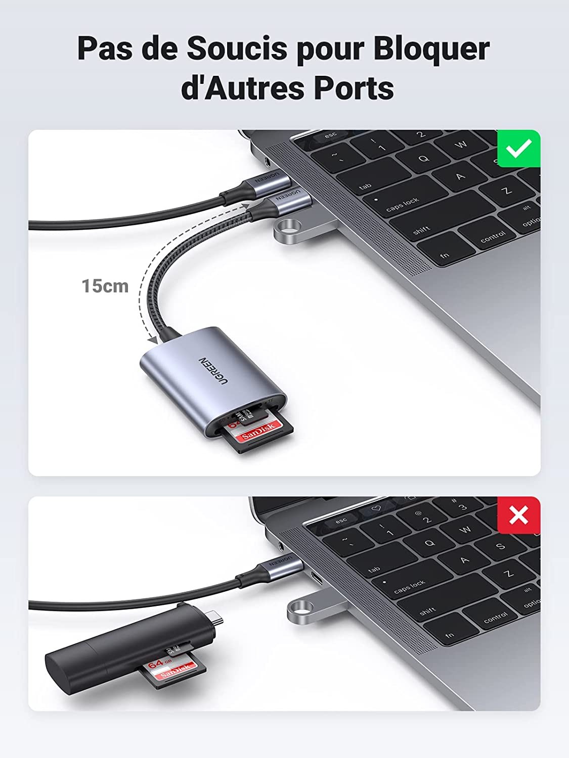 USB C Lecteur de Carte SD4.0 Adaptateur de Carte SD Micro SD en Aluminium  5Gbps Accès Simultané à 2 Cartes 2To Compatible avec A74 - Cdiscount  Informatique